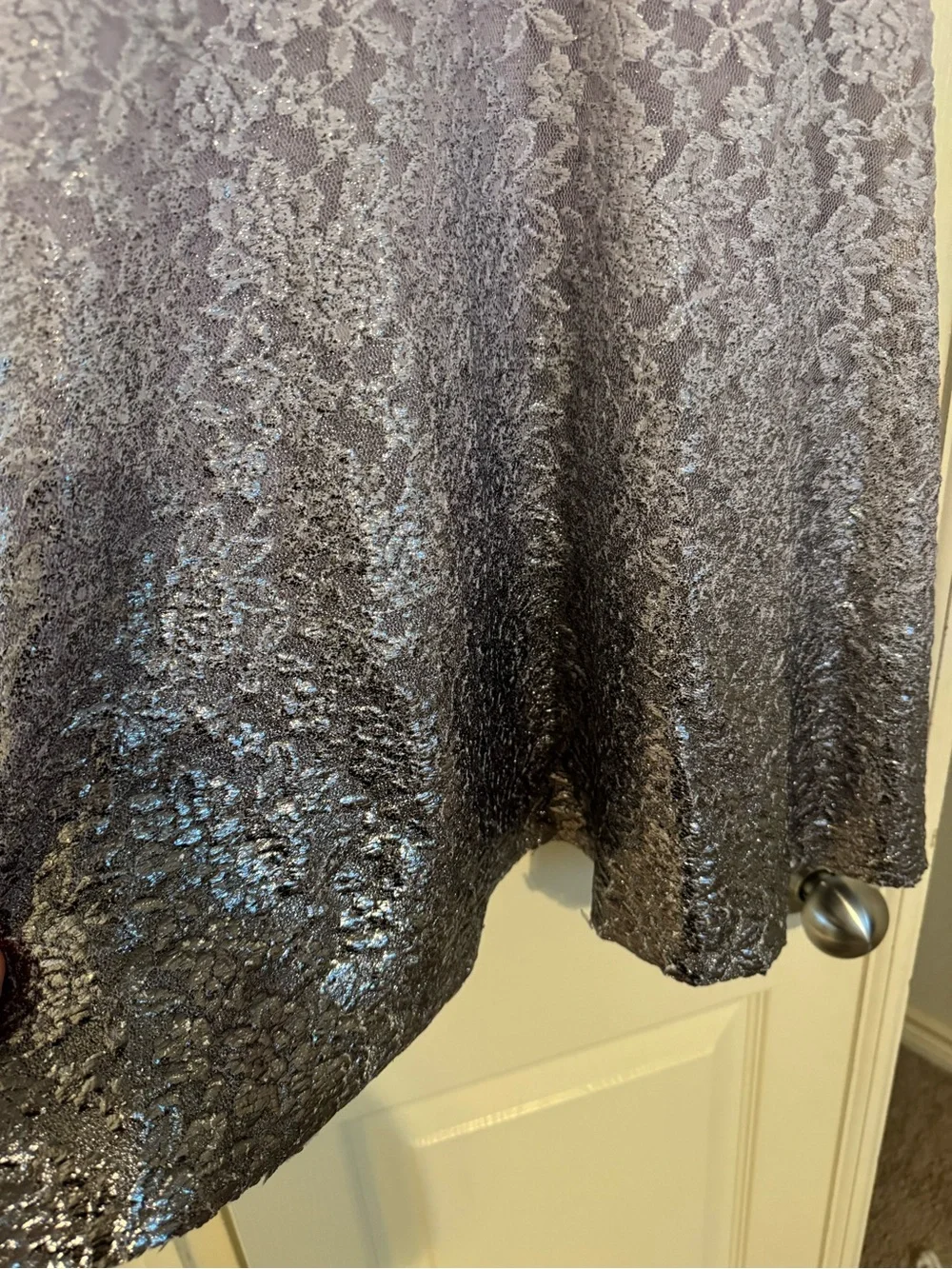 Sleeveless Ombre Silver to White Lace Fit & Flare Dress